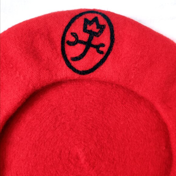 Vintage JCDC Jean-Charles de Castelbajac Red Logo 100% Wool Felt Beret - Picture 2 of 7